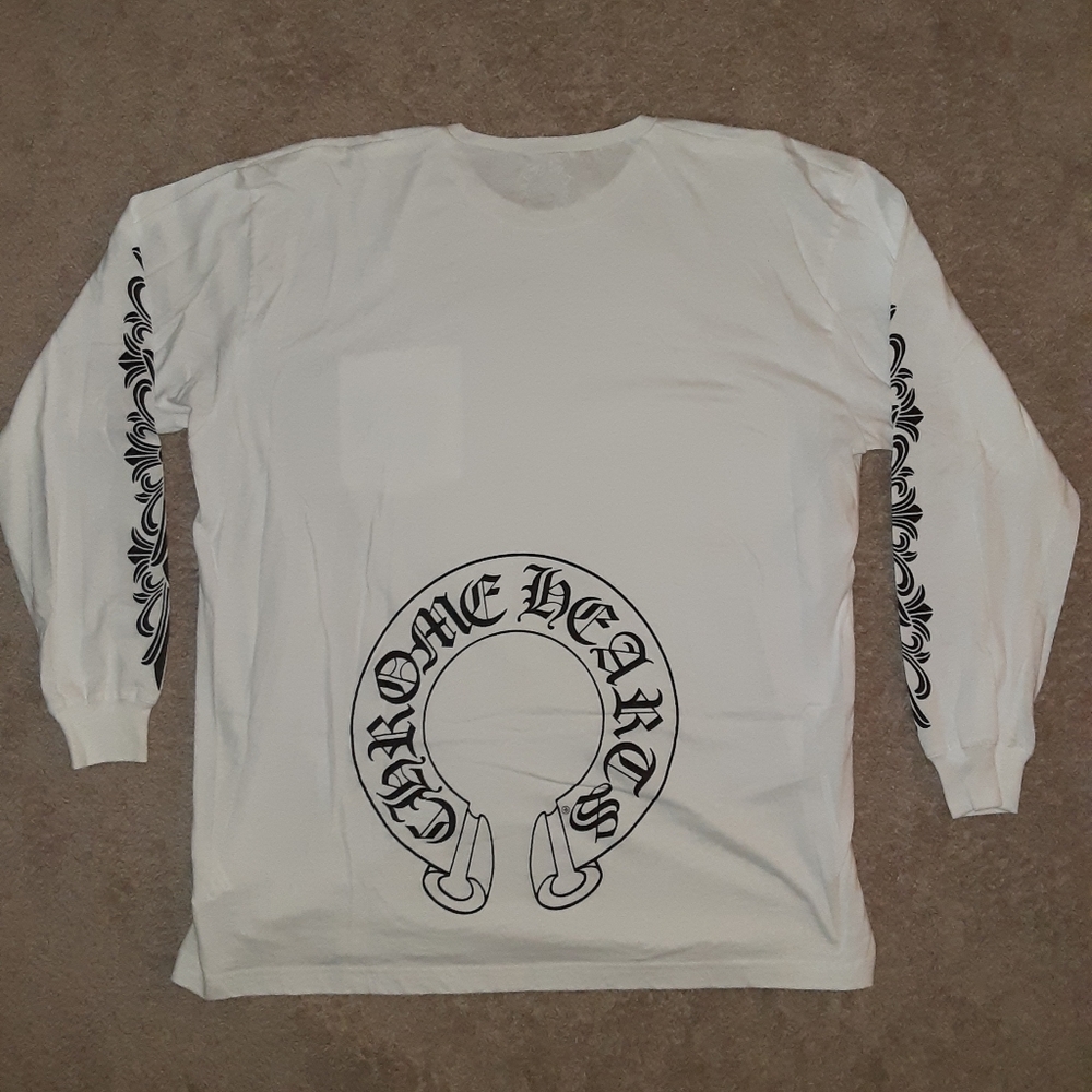 MEN'S CHROME HEARTS FLORAL HORSESHOE L/S TSHIRT - Picture 5 of 13